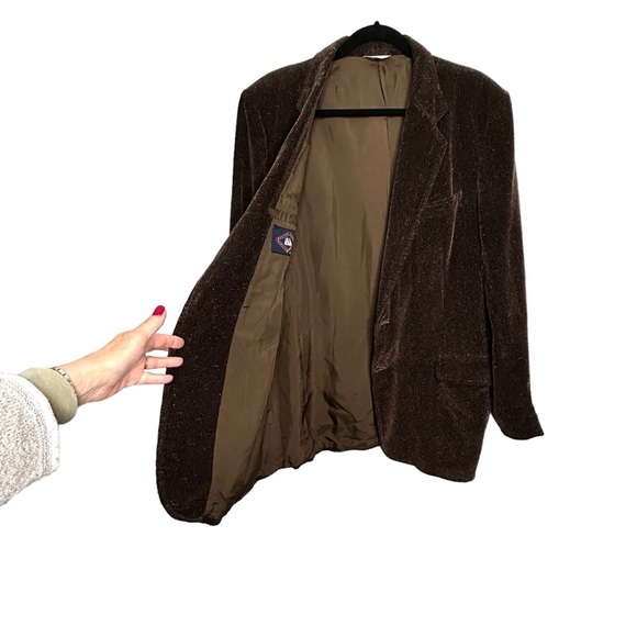 Boston Clipper Vtg Brown Mottled Soft Corduroy Two-Button Blazer Sz 44L - Picture 8 of 11